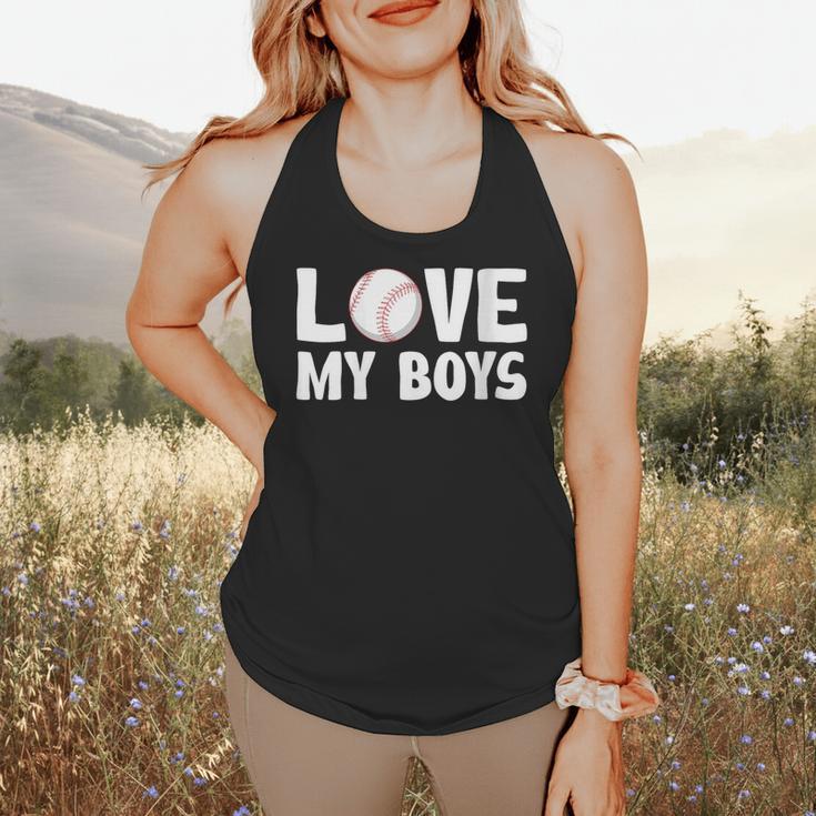 I Love My Boys Baseball Moms Flowy Tank