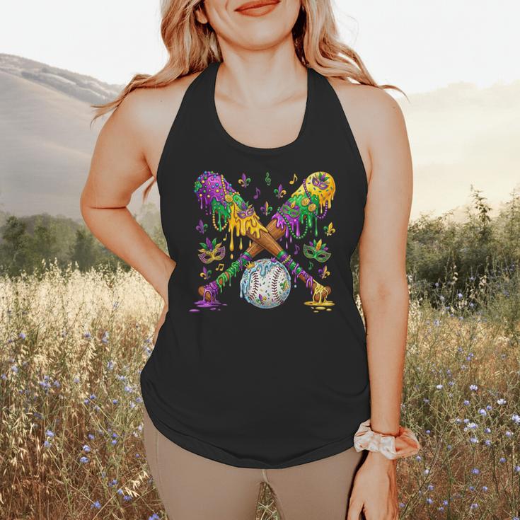 Mardi Gras Baseball Drip Shirt Cool Dripping Baseball Drip Flowy Tank