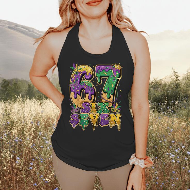 Mardi Gras Six Seven Baseball Drip Number 6 7 Meme Flowy Tank
