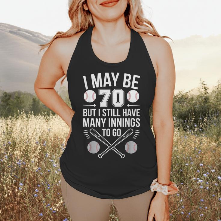 I May Be 70 Baseball Player 70th Birthday Party Flowy Tank