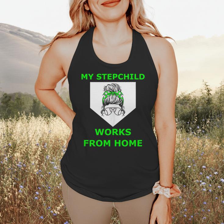 Messy Bun Baseball Mom My Stepchild Works From Home Flowy Tank Messy Bun Baseball Mom My Stepchild Works From Home Flowy Tank