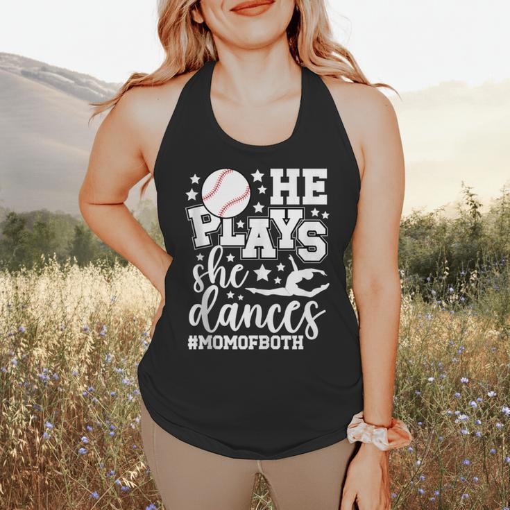 He Plays She Dances Mom Of Both Dancing And Baseball Mom Flowy Tank