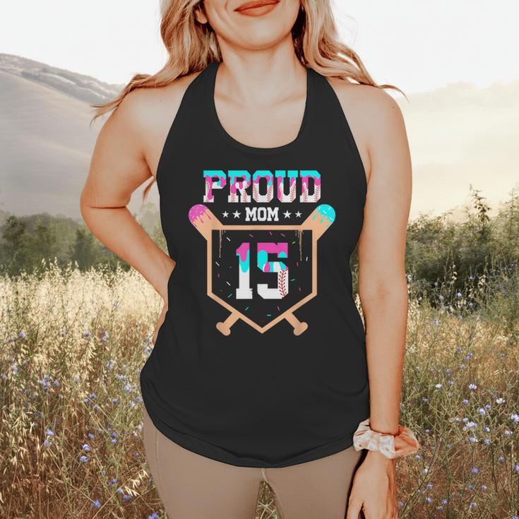 Proud Mom Baseball Player Number 15 Ice Cream Drip Flowy Tank