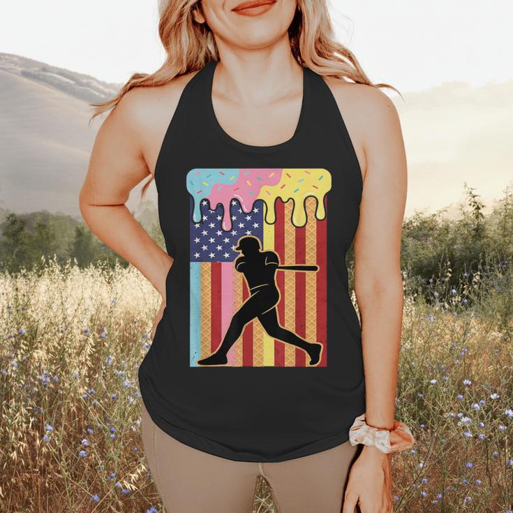 Retro Baseball Drip Boys Ice Cream Patriotic American Flag Flowy Tank Retro Baseball Drip Boys Ice Cream Patriotic American Flag Flowy Tank