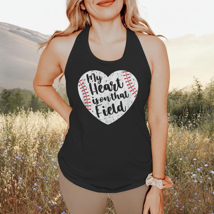 Retro My Heart Is On That Field Baseball Mom Mother's Day Flowy Tank Retro My Heart Is On That Field Baseball Mom Mother's Day Flowy Tank