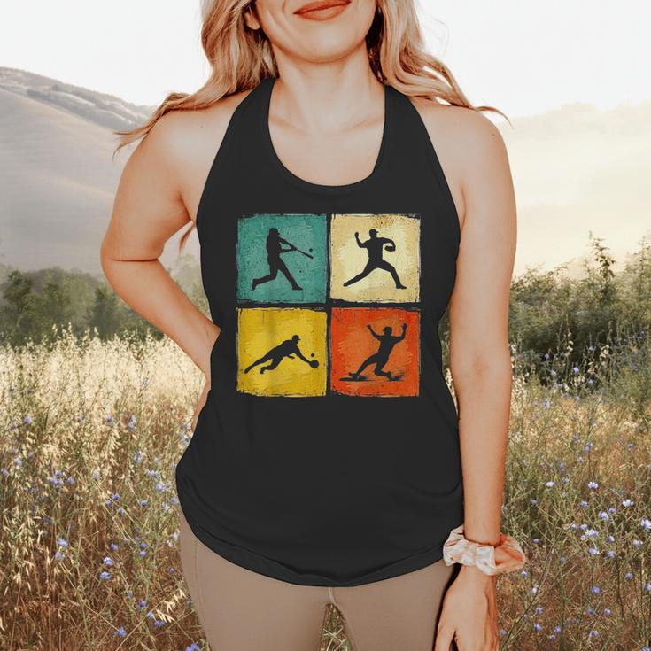 Retro Style Baseball Lover Playing Men Women Kids Baseball Flowy Tank Retro Style Baseball Lover Playing Men Women Kids Baseball Flowy Tank