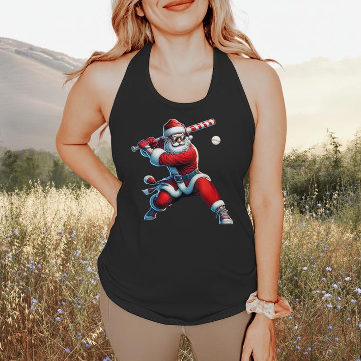 Santa Playing Baseball Men Boys Christmas Baseball Player Flowy Tank Santa Playing Baseball Men Boys Christmas Baseball Player Flowy Tank