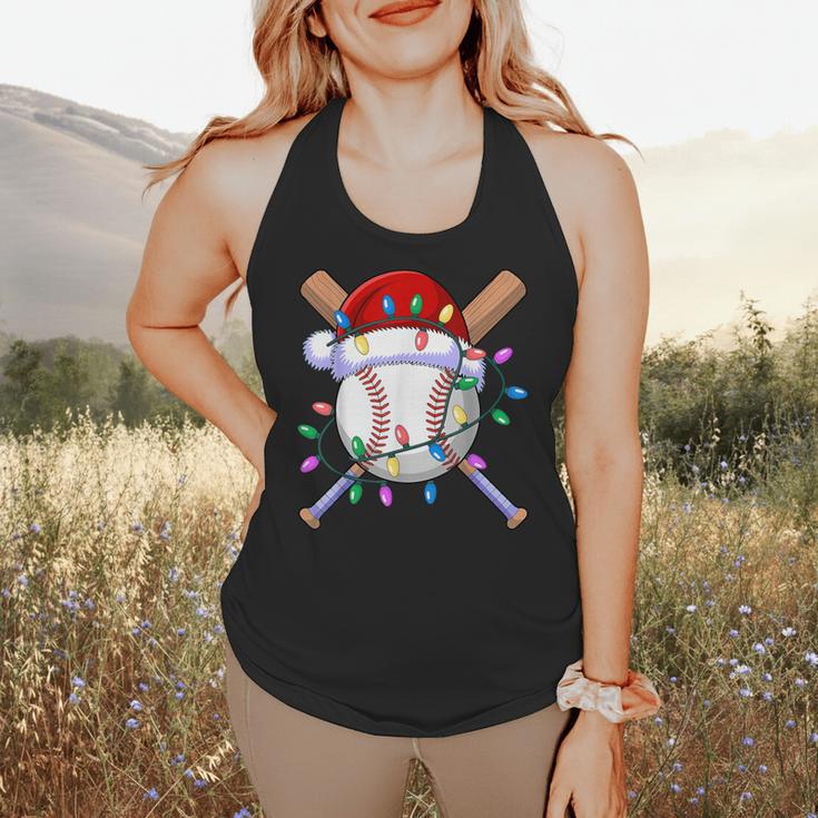 Santa Sports Christmas Baseball Player Flowy Tank