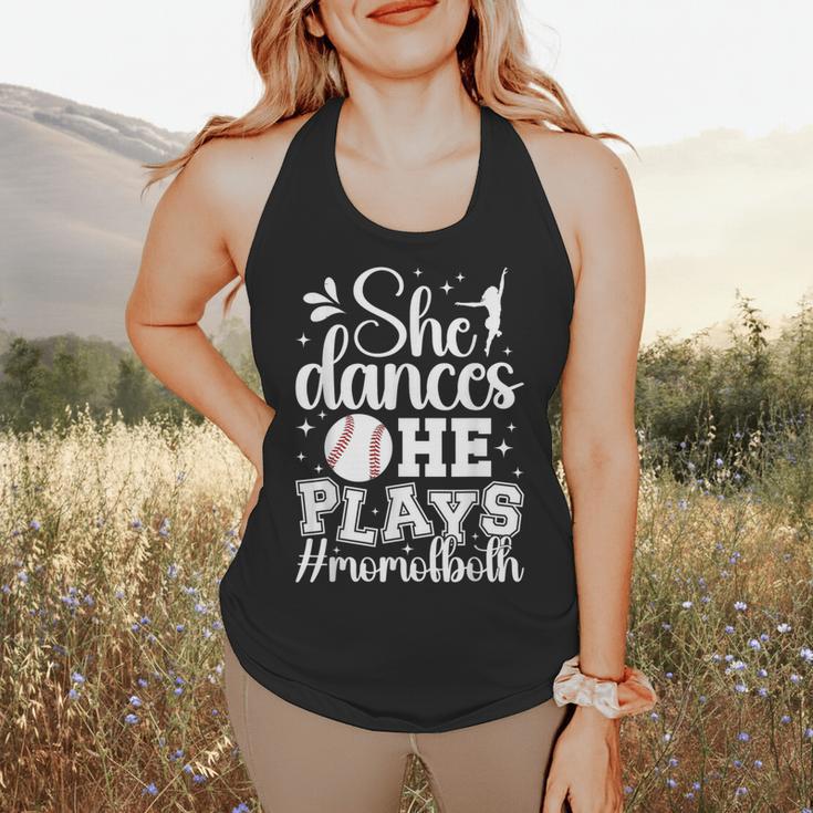 She Dances He Plays Mom Of Both Dance And Baseball Mom Flowy Tank