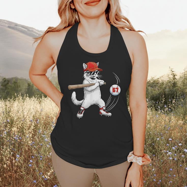 Six Seven 67 Baseball Cat Birthday Men Kids Boys Flowy Tank