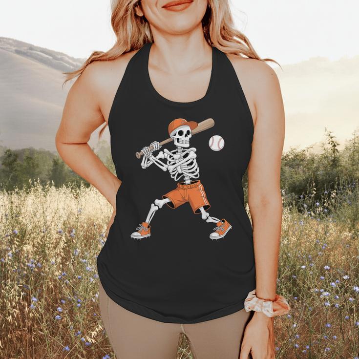 Skeleton Batting Baseball Halloween Flowy Tank Skeleton Batting Baseball Halloween Flowy Tank