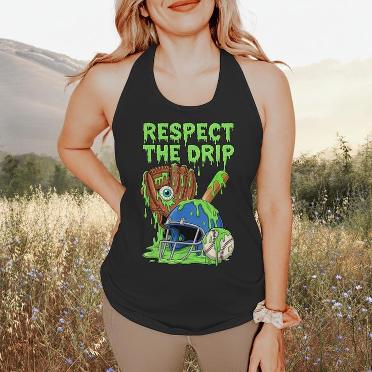 Spooky Zombie Respect The Drip Baseball Halloween Flowy Tank