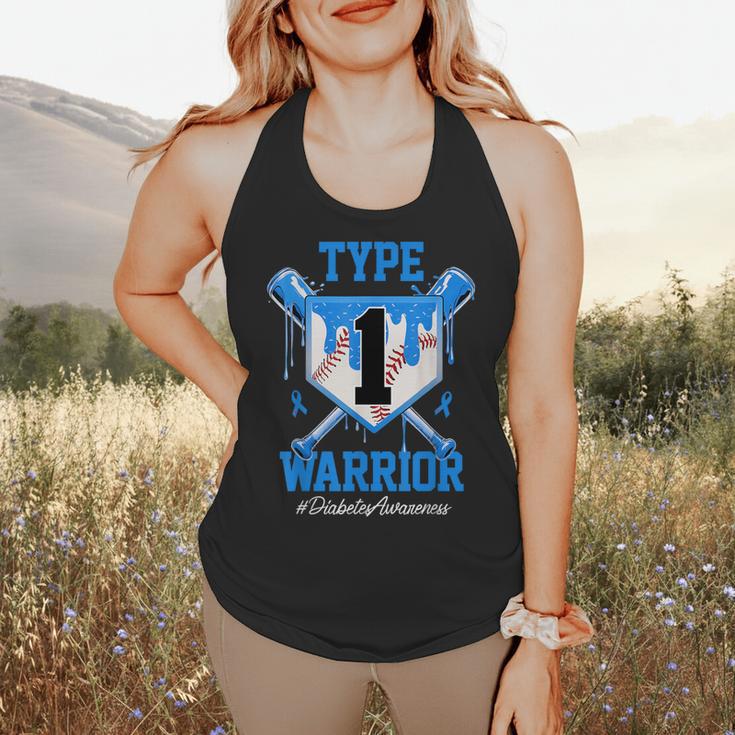 T1D Warrior Baseball Drip Diabetes Awareness Blue Ribbon Flowy Tank T1D Warrior Baseball Drip Diabetes Awareness Blue Ribbon Flowy Tank