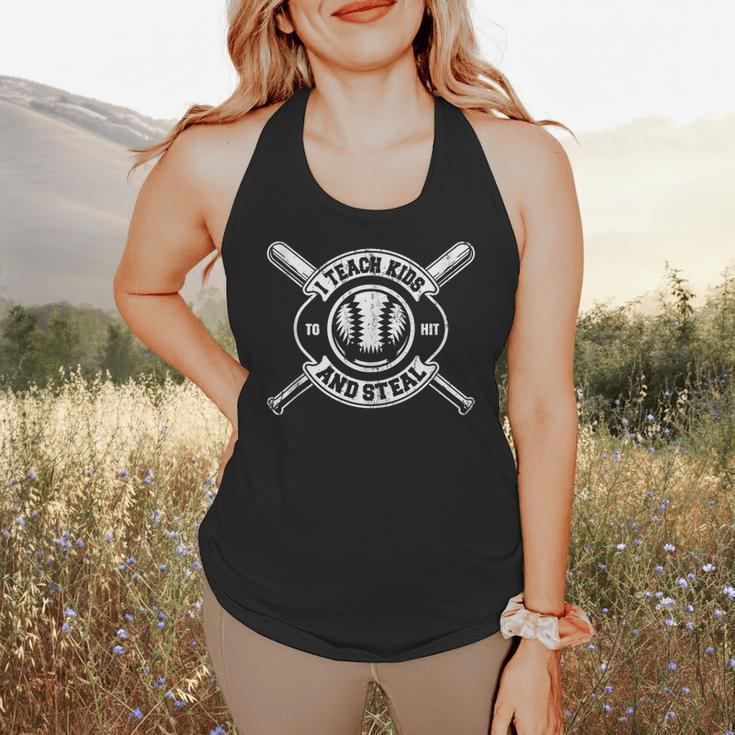 I Teach My Kids To Hit & Steal Baseball Mom Flowy Tank I Teach My Kids To Hit & Steal Baseball Mom Flowy Tank