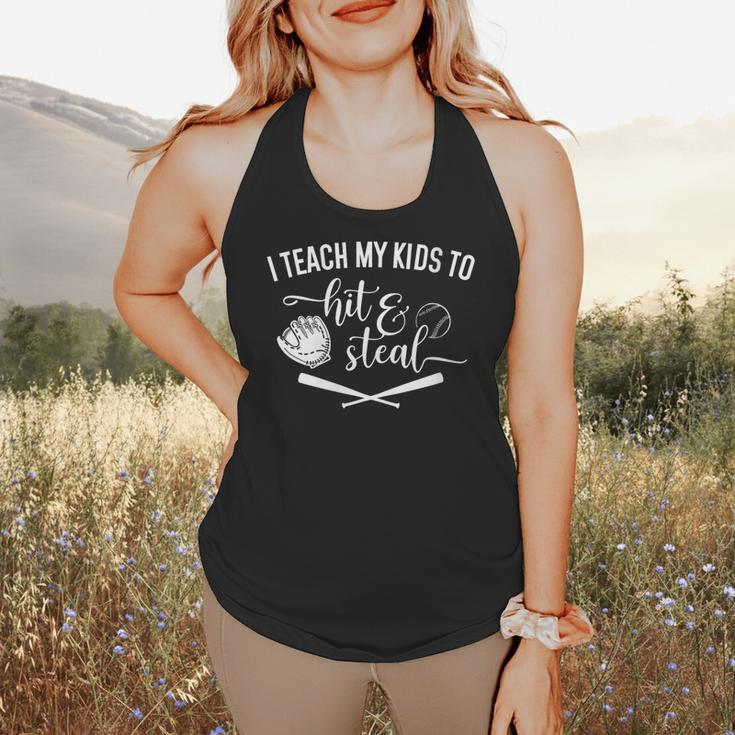 I Teach My Kids To Hit And Steal Baseball Mom Flowy Tank I Teach My Kids To Hit And Steal Baseball Mom Flowy Tank
