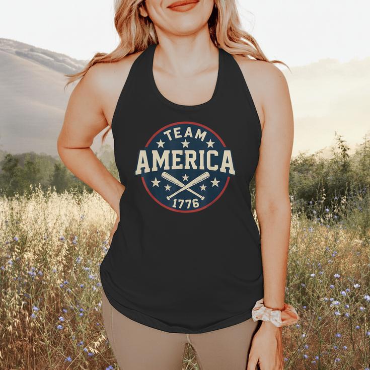Team America 1776 4th Of July Patriotic Baseball Flowy Tank Team America 1776 4th Of July Patriotic Baseball Flowy Tank