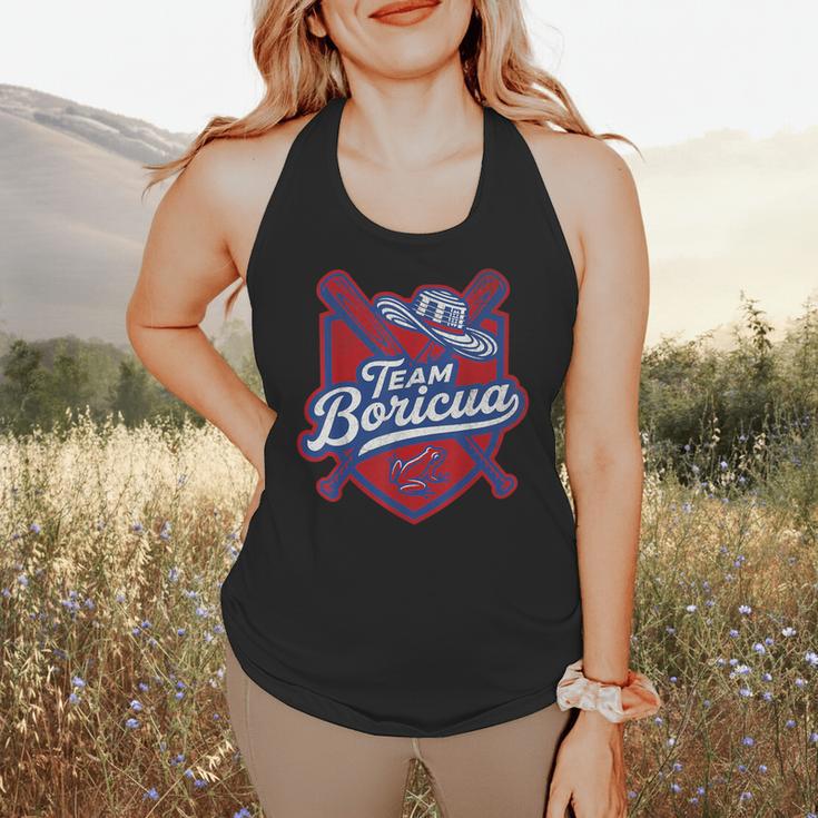 Team Boricua Puerto Rico Baseball Coqui Frog Pava Hat Fan Flowy Tank