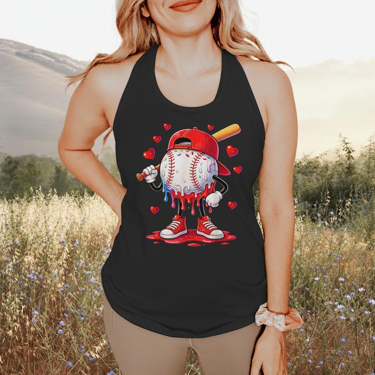 Valentine Baseball Heart Drip Sport Love Valentines Day Boys Flowy Tank