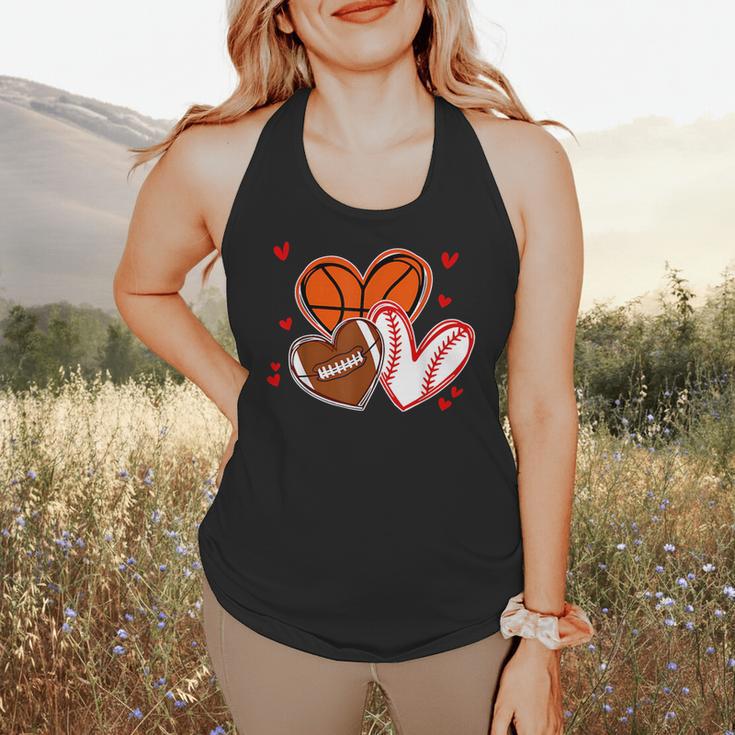 Valentines Baseball Basketball Football Heart Boy Men Flowy Tank Valentines Baseball Basketball Football Heart Boy Men Flowy Tank