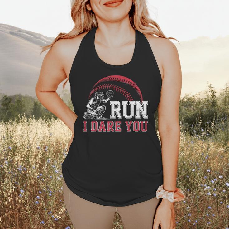 Vintage Humor Baseball Apparel Run I Dare You Flowy Tank Vintage Humor Baseball Apparel Run I Dare You Flowy Tank
