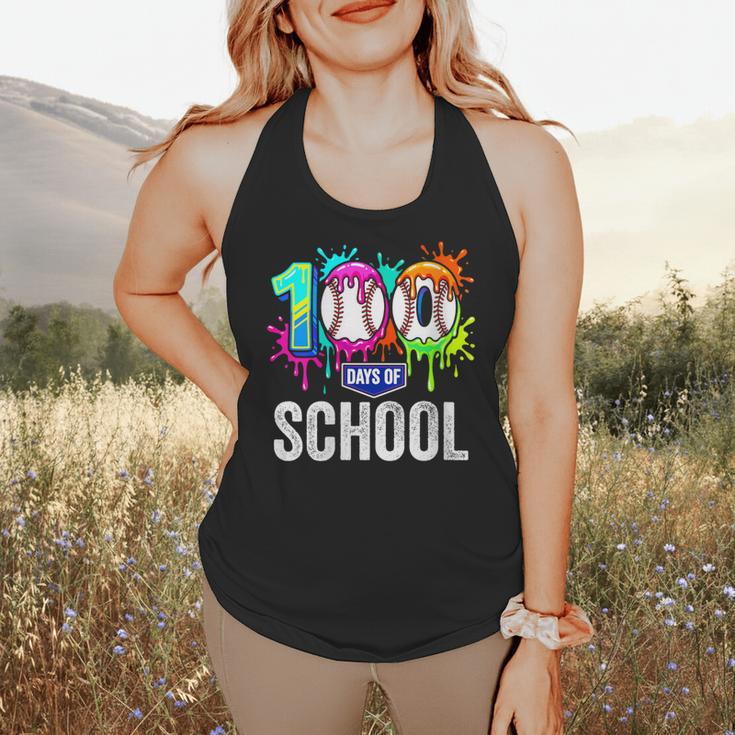 Women's 100 Days Of School Dripping Baseball Boys Kids Teacher Flowy Tank Women's 100 Days Of School Dripping Baseball Boys Kids Teacher Flowy Tank