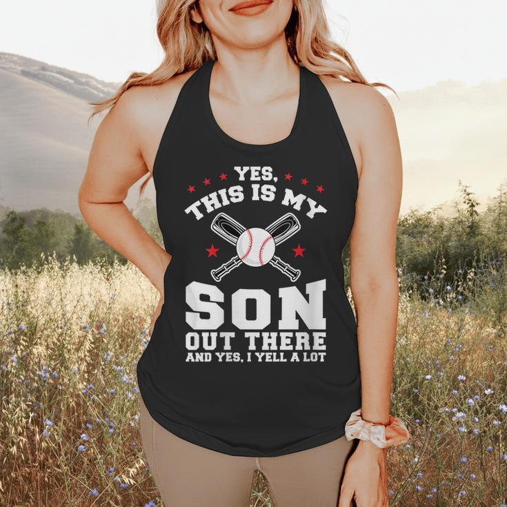 Yes This Is My Son Out Baseball Mom Flowy Tank