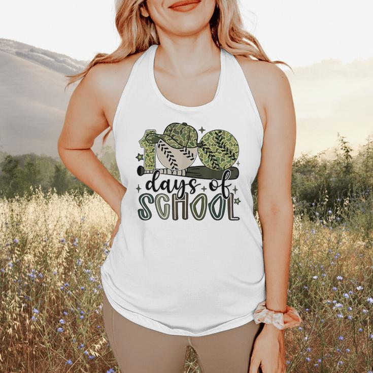 100 Days Of School Baseball Camo Cap Kids Boys 100th Day Flowy Tank