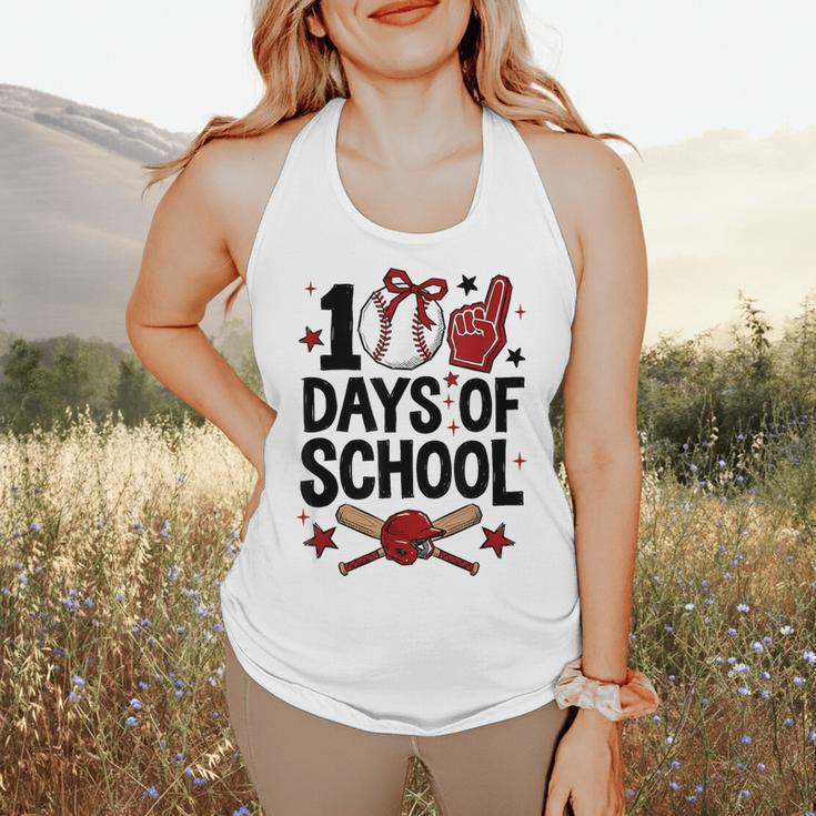 100 Days Of School Coquette Bow Baseball 100th Day Girl Kid Flowy Tank