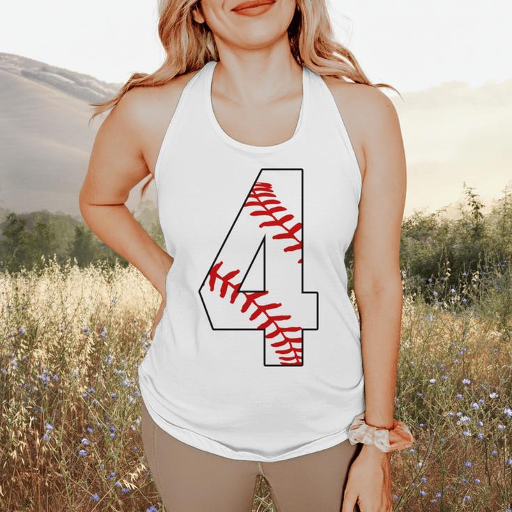 4 Laces 4th Birthday Boy Four Years Baseball Mom T-Shirt Flowy Tank