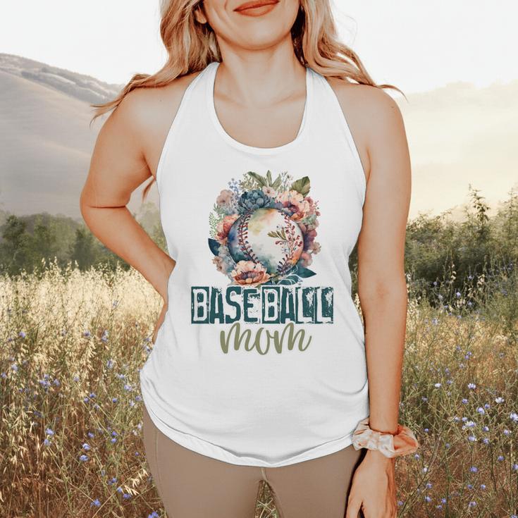Artsy Baseball Mom Flowers Unique Game Day Ball Distressed Flowy Tank Artsy Baseball Mom Flowers Unique Game Day Ball Distressed Flowy Tank