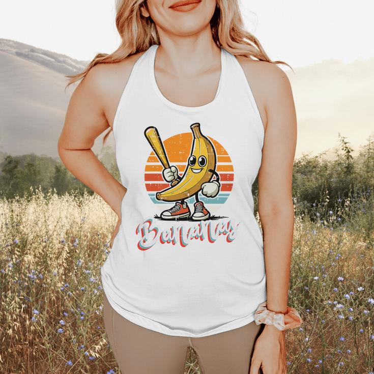 Bananas Baseball Sunset Retro Fruit Sports Boys Kids Men Premium Tri-Blend Flowy Tank