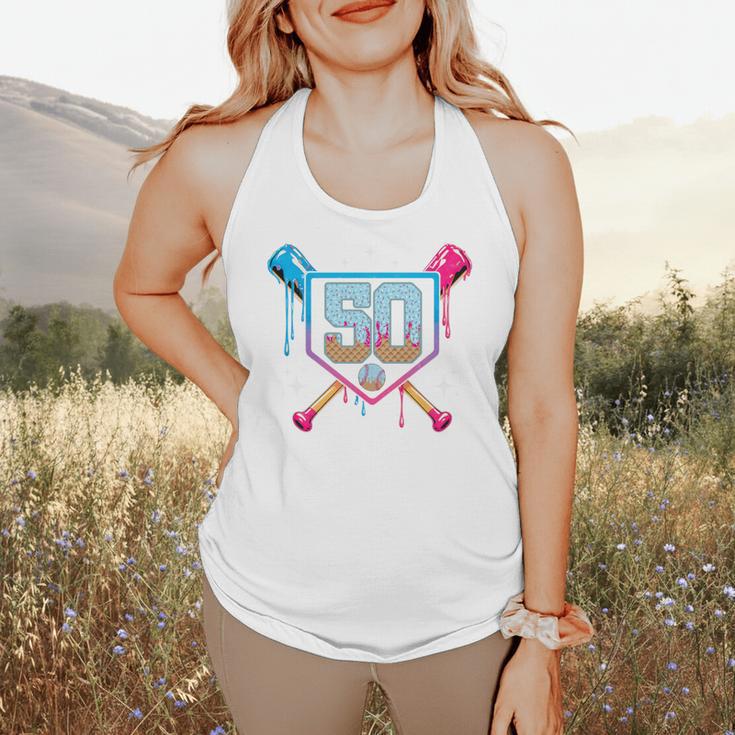 Baseball 50 Year Old Ice Cream Drip 50th Birthday Number 50 Flowy Tank