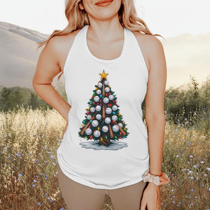 Baseball Christmas Tree Men Boys Youth Santa Sports Flowy Tank