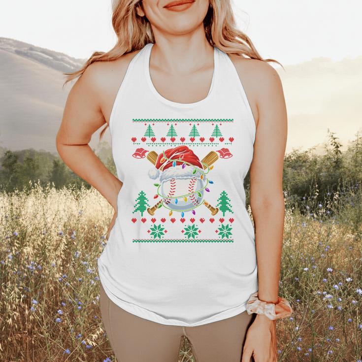Baseball Christmas Ugly Sweater Santa Sport Men Kids Flowy Tank Baseball Christmas Ugly Sweater Santa Sport Men Kids Flowy Tank
