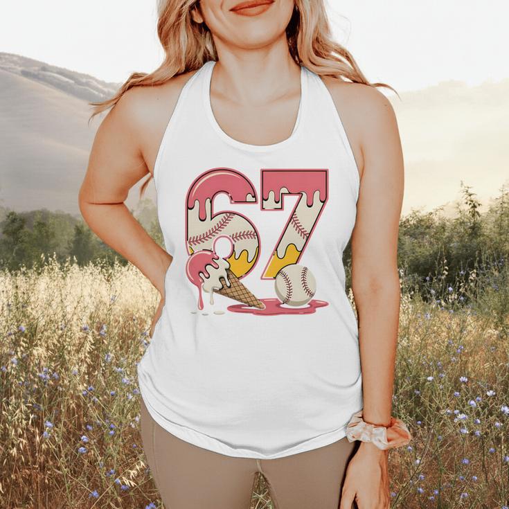 Baseball Drip Number 67 Player Ice Cream Or 67th Birthday Flowy Tank
