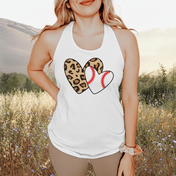 Baseball Heart Leopard Heart Sport Baseball Mom Flowy Tank