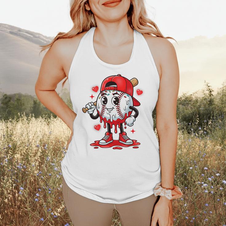 Baseball Ice Cream Valentine Dripping Game Day Men Boys Kids Flowy Tank
