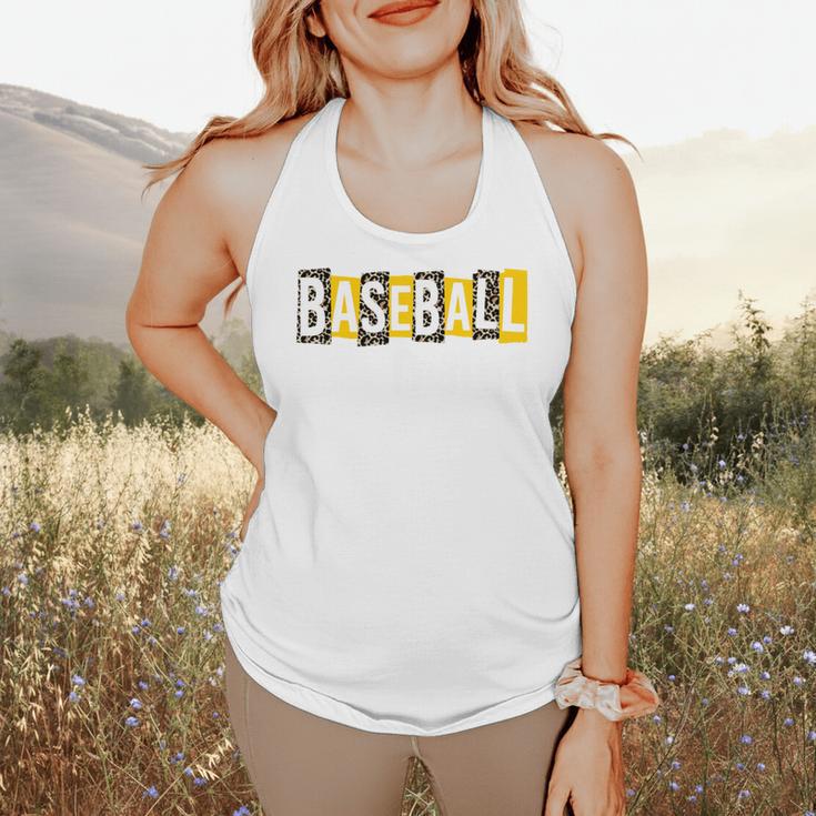 Baseball Mama Yellow Leopard Print Baseball Mom Gear Sports Flowy Tank