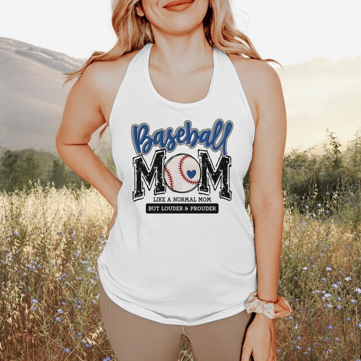 Baseball Mom Blue Varsity Baseball Mama Cute Mother's Day Flowy Tank