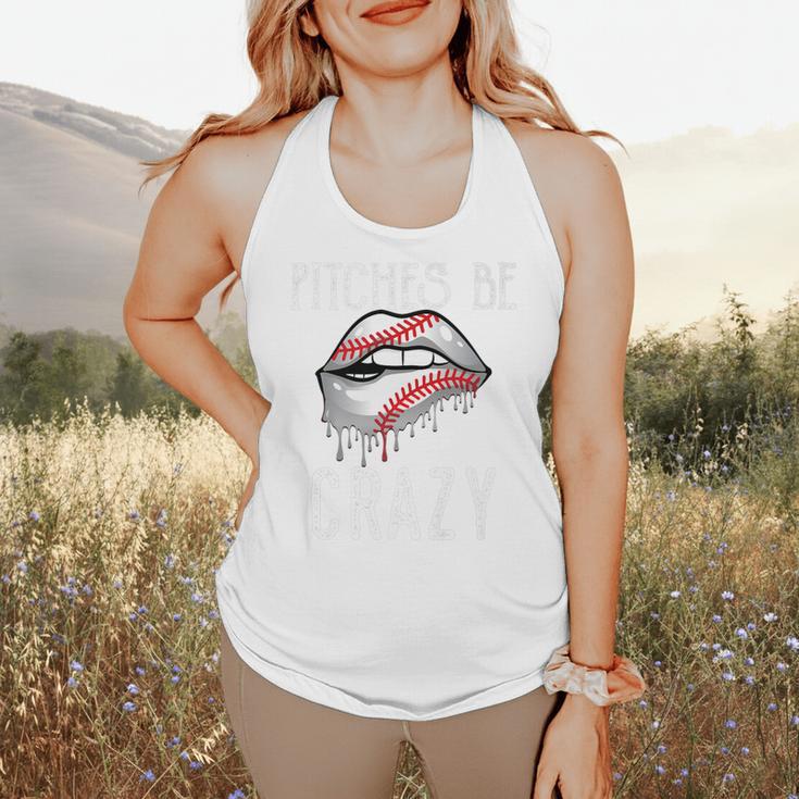 Baseball Mom Pitches Be Crazy Lips Premium Flowy Tank Baseball Mom Pitches Be Crazy Lips Premium Flowy Tank