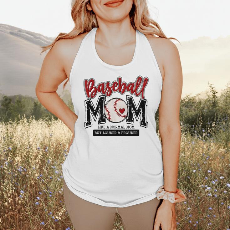 Baseball Mom Red Varsity Baseball Mama Cute Mother's Day Flowy Tank