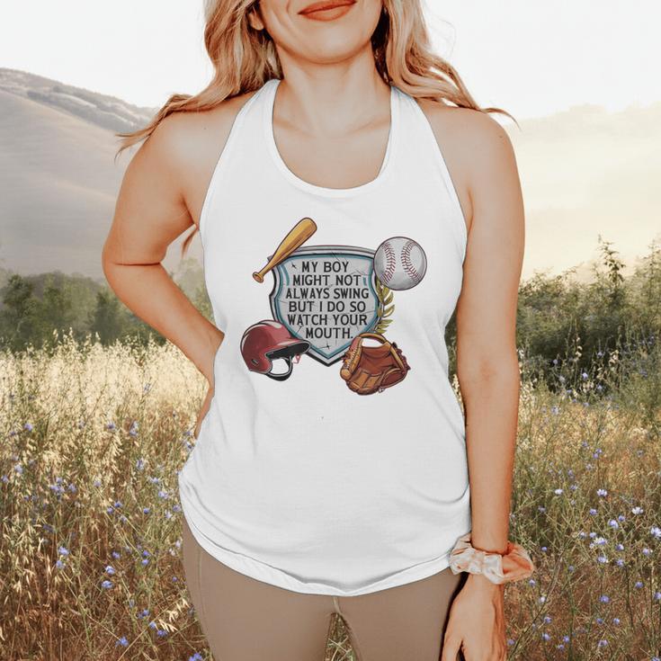 My Boy Might Not Always Swing Baseball Mom Premium Flowy Tank My Boy Might Not Always Swing Baseball Mom Premium Flowy Tank