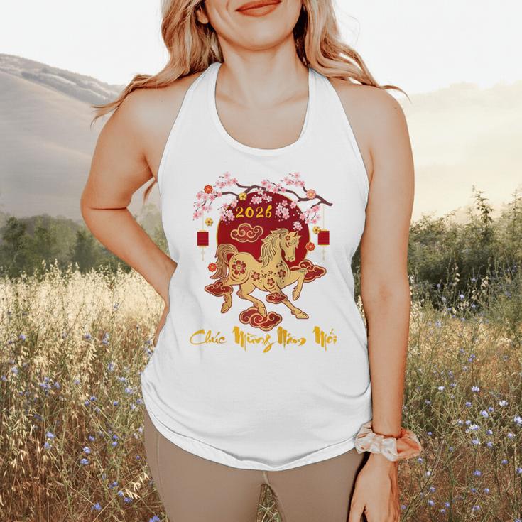 Chuc Mung NAM Moi 2026 Vietnamese Lunar New Year Of Horse Raglan Baseball Tee Flowy Tank