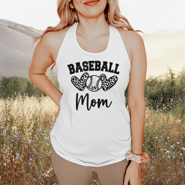 Custom Baseball Mom Number 24 Heart For Mom Flowy Tank