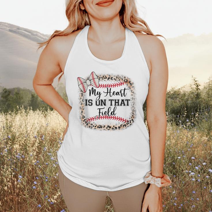 Cute Baseball Mom My Heart On That Field Sister Girl Toddler Flowy Tank