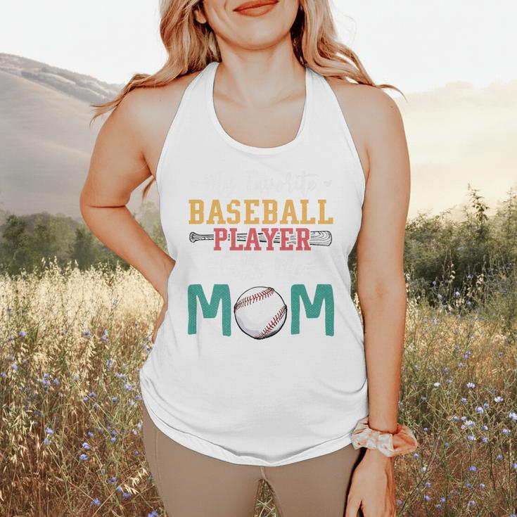My Favorite Baseball Player Calls Me Mom Baseball Mom Premium Flowy Tank