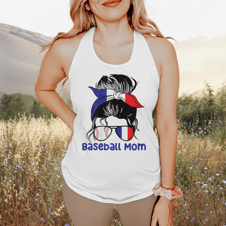 French Baseball Mom France Messy Bun Flowy Tank