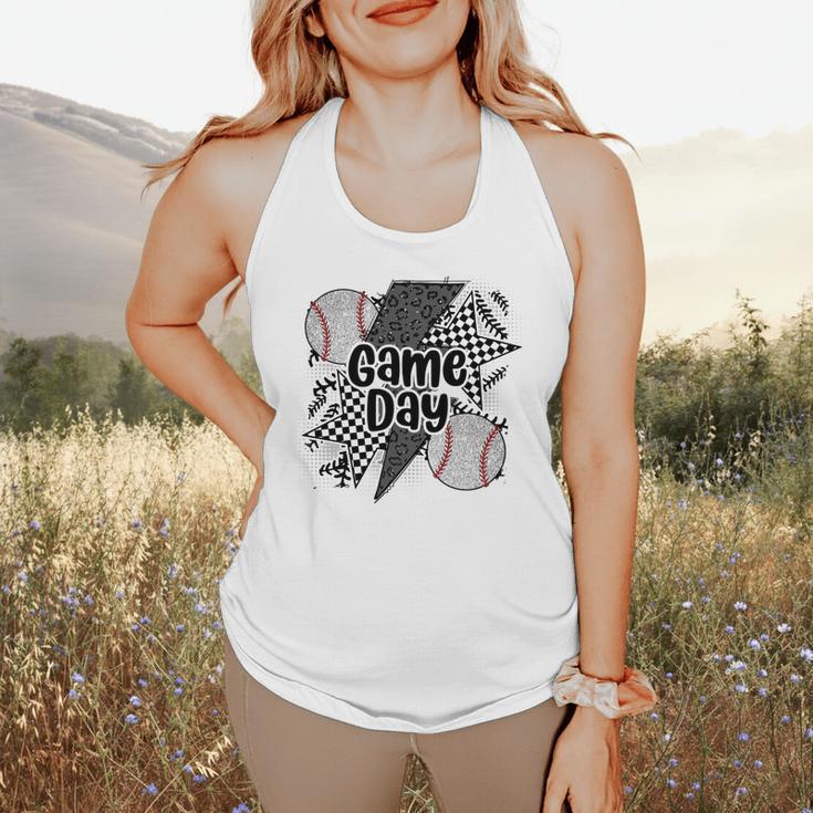 Game Day Baseball Retro Checkered Baseball Flowy Tank
