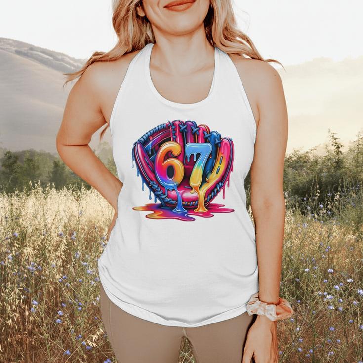 Gen Alpha Slang Ice Cream Drip Six Seven 67 Baseball Catcher Flowy Tank
