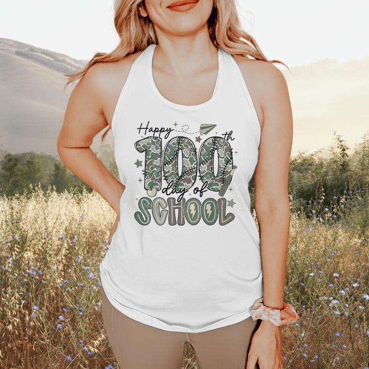 Happy 100th Day Of School Baseball Camo Boys Kids Toddler Flowy Tank